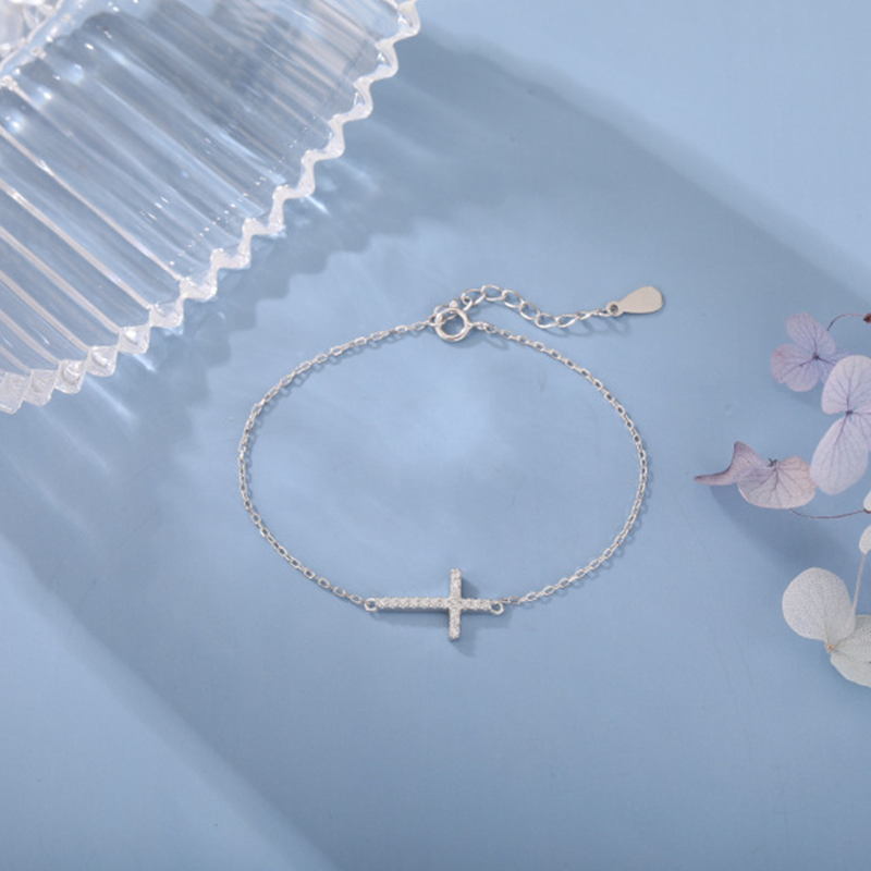 S925 Silver Cross Simple Slim fashion Bracelet