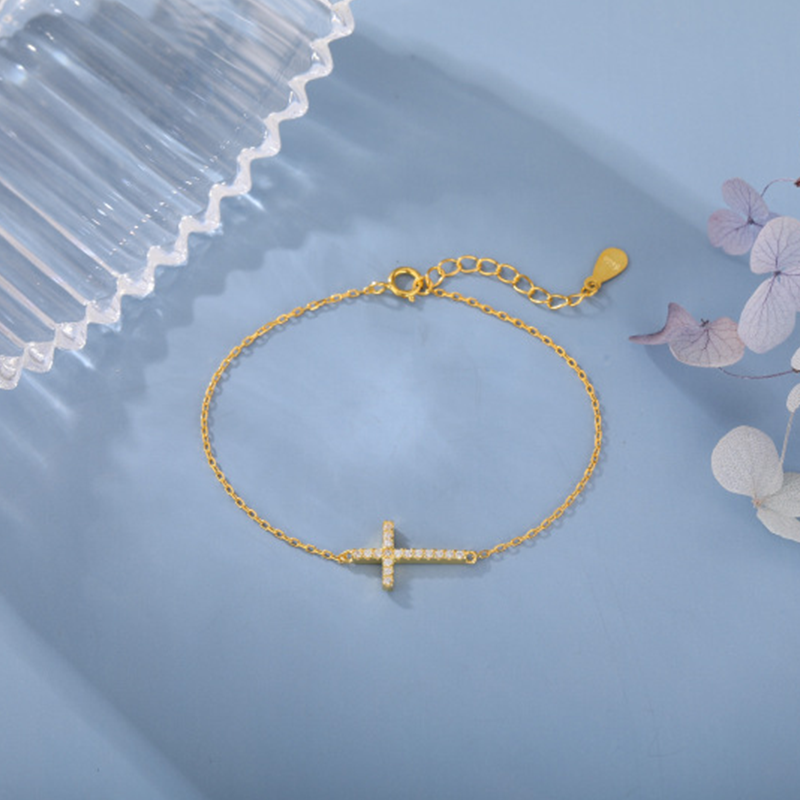 S925 Silver Cross Simple Slim fashion Bracelet