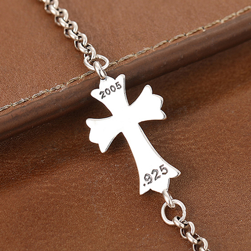 S925 sterling silver niche punk cross bracelet