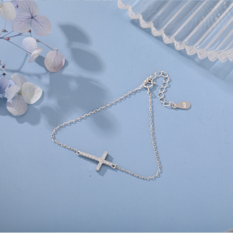 S925 Silver Cross Simple Slim fashion Bracelet