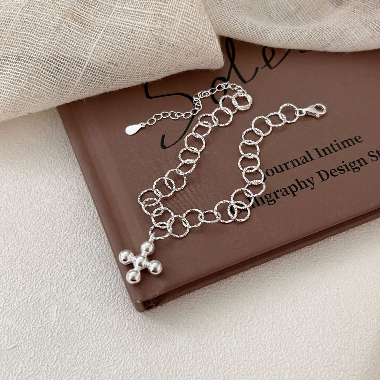 high-end cold wind hand ornament S925 silver cross bracelet