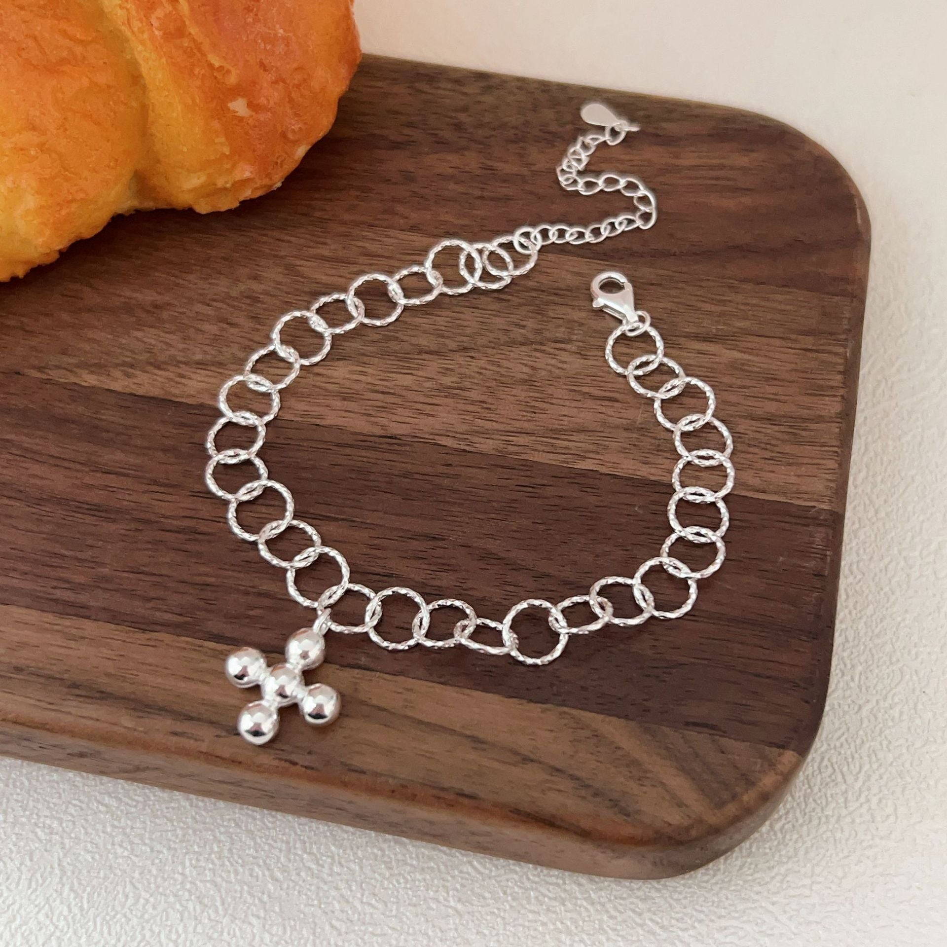 high-end cold wind hand ornament S925 silver cross bracelet