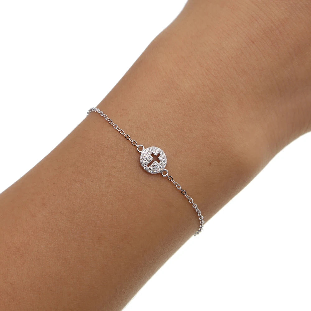 S925 European and American style women's cross bracelet