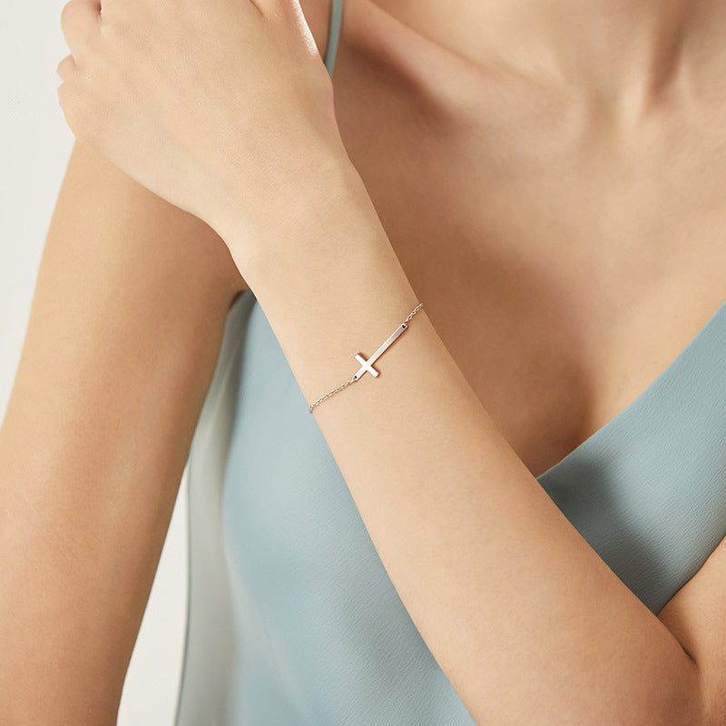 S925 minimalist cold style cross niche design women's bracelet